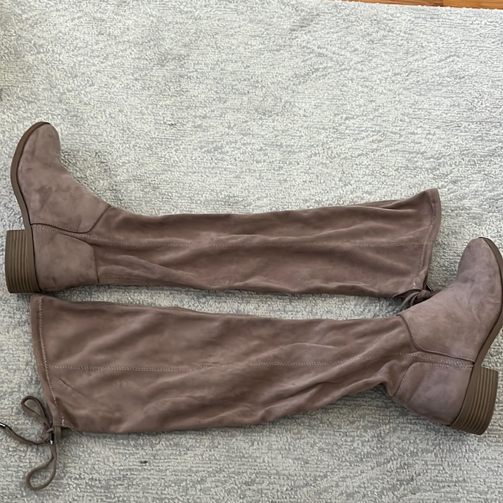 LEXI & ABBIE Taupe suede over the knee boots